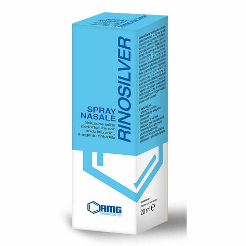 Rinosilver soluzione salina ipertonica 3% con acido ialuronico e argento colloidale spray nasale 20ml