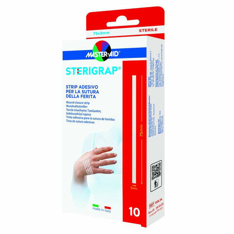 Master-aid sterigrap strip adesivo sutura ferite 75x3 mm 10 pezzi