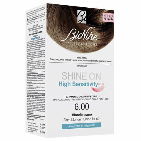 Shine on high sensitivity plus biondo scuro 6,00 rivelatore in crema 75ml + crema colorante 50ml