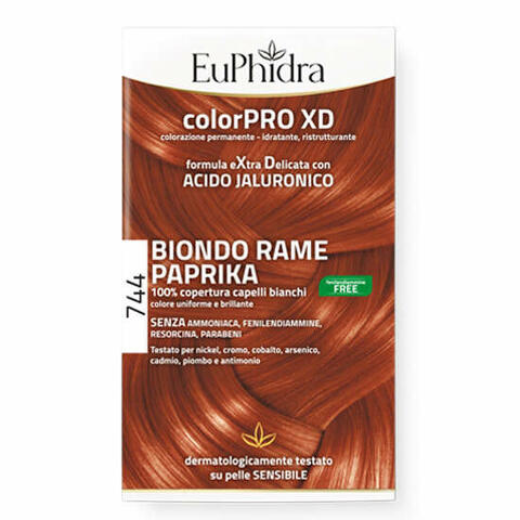 Euphidra colorpro gel colorante capelli xd 744 paprika 50ml in flacone + attivante + balsamo + guanti