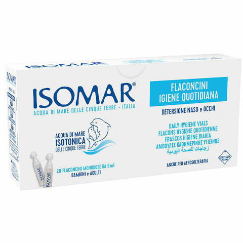 Isomar soluzione isotonica acqua mare igiene quotidiana 20 flaconcini monodose 5ml