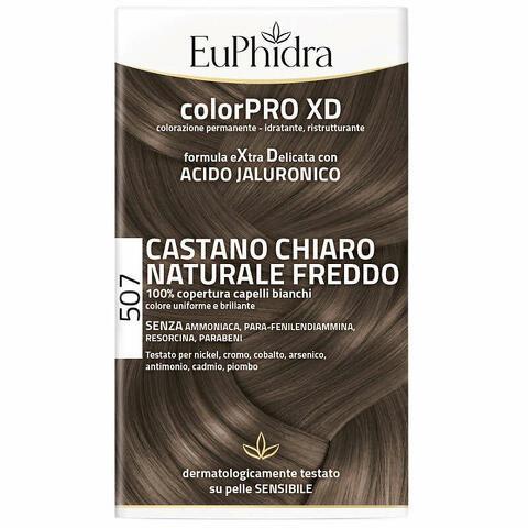 Euphidra colorpro xd 507 castano chiaro naturale f colore + attivante + balsamo + cuffia + guanti