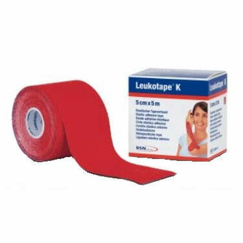 Leukotape k benda anelastica in rocchetto per taping kinesiologico rosso 5x500 cm