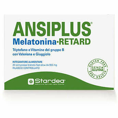 Ansiplus retard melatonina 20 compresse bistrato fast slow 955 mg