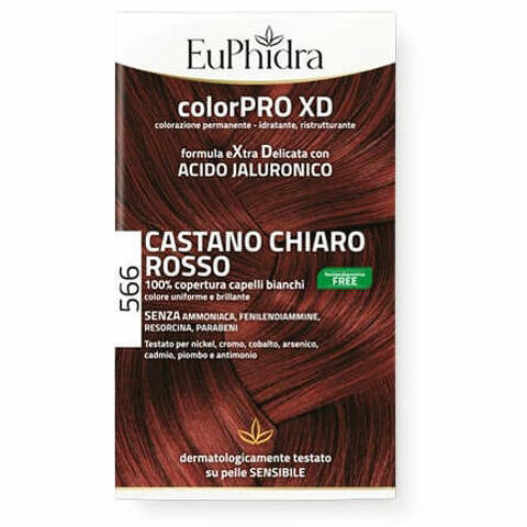 Euphidra colorpro gel colorante capelli xd 566 castano chiaro rosso 50ml + attivante + balsamo + guanti