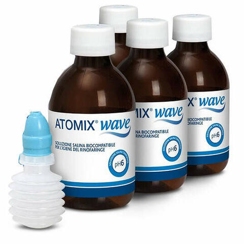 Atomix wave dispositivo per igiene rinofaringea atomix soluzione salina 4 flaconi da 250 ml