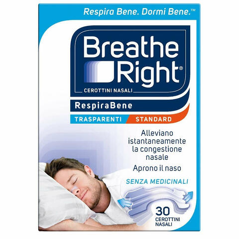 Cerotti nasali breathe right trasparenti 30 pezzi