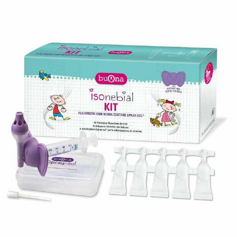Isonebial kit pulizia cavita' nasali 20 flaconcini monodose 5ml + siringa luer lock soft-jeck + ago cannula + nebulizzatore spray