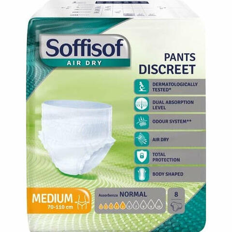 Pannolone soffisof air dry pants discreet medium 8 pezzi