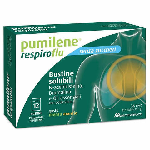 Respiroflu senza zucchero 12 bustine gusto menta arancia 36 g