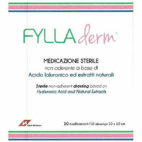 Medicazione non aderente fylladerm a base di acido ialuronico 10 x 10 cm 10 buste