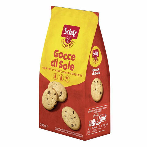 Schar gocce di sole biscotti di pastafrolla con gocce di cioccolato fondente senza lattosio 200 g