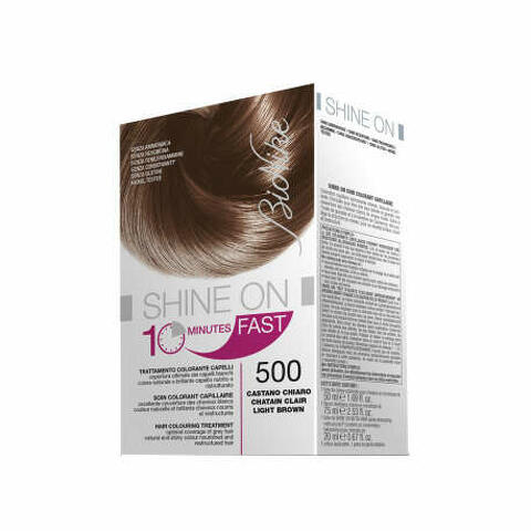 Bionike shine on fast trattamento colorante capelli castano chiaro 500 flacone 60ml + tubo 60ml