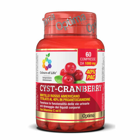 Colours of life cyst-cranberry con vitamina c e 60 compresse 1000mg