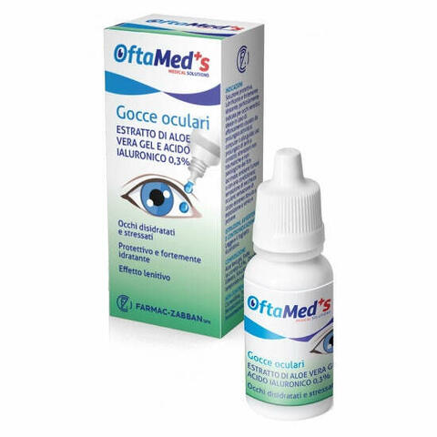 Oftamed's gocce oculari occhi disidratati e stressati estratto aloe vera gel e acido ialuronico 0,3% 10ml