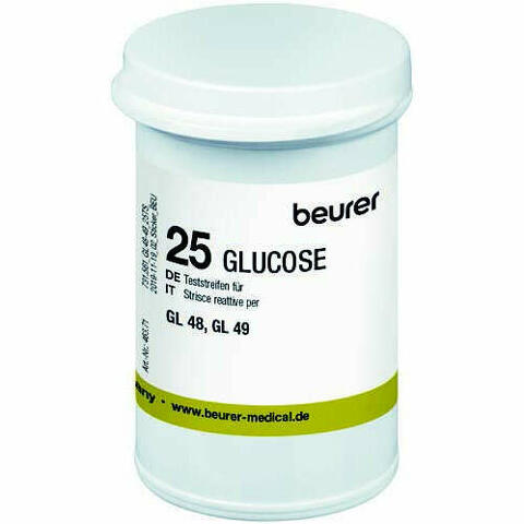 Strisce misurazione glicemia beurer per glucometro gl48/gl49 in flacone 50 pezzi