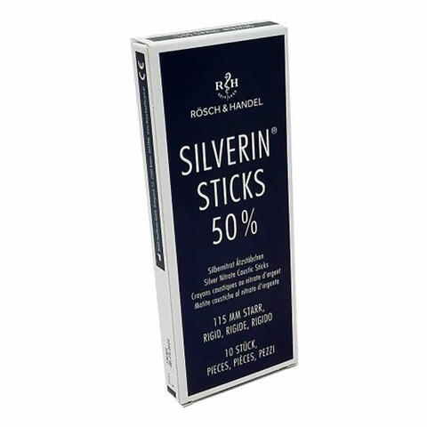 Matita caustica silverin nitrato d'argento 50% rigida lunghezza 115 mm 10 pezzi