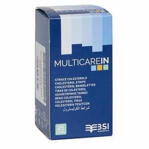 Multicare - Test colesterolemia multicare in colesterolo in strisce con aspirazione capillare 25 pezzi