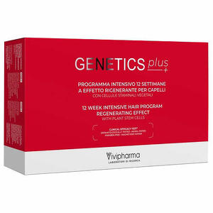 Vivipharma - Genetics plus programma intensivo 12 settimane a effetto rigenerante per capelli con cellule staminali vegetali 14 fiale 5ml + 1 spray 100ml