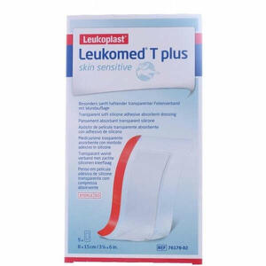 Leukomed - Leukomed t plus skin sensitive medicazione post-operatoria trasparente impermeabile con massa adesiva al silicone 8x15cm 5 pezzi
