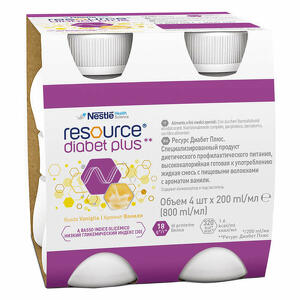 Nestle' - Resource diabet plus vaniglia 4 x 200ml