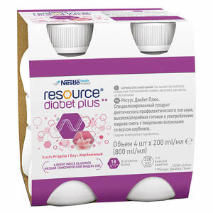 Nestle' - Resource diabet plus fragola 4 x 200ml