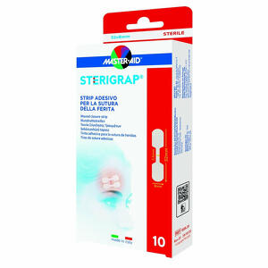 Strip adesivo sutura ferite 32x8 mm confezione  da 10 pezzi - Master-aid sterigrap strip adesivo sutura ferite 32x8 mm 10 pezzi