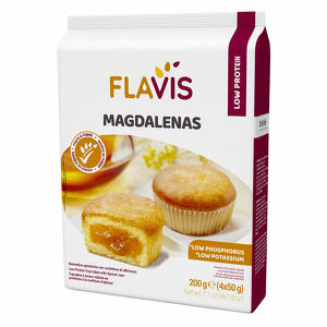 Flavis - Flavis magdalenas merendine aproteiche con confettura di albicocca 4 monoporzioni da 50 g