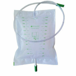 Farmacare - Sacca da letto per raccolta urina da 2 litri con scarico tubo 130 cm 10 pezzi