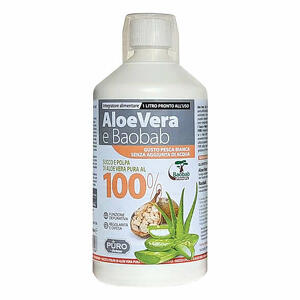 Uragme - Puro aloe vera succo e polpa 100% + baobab pesca bianca 1 litro