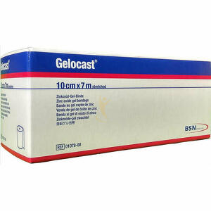 Gelocast - Benda in garza non elastica, al gel di ossido di zinco a base di cellulosa . senza lattice. impreganta e pronta all'uso. 10x700cm