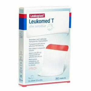Leukomed - T skin sensitive medicazione post-operatoria trasparente con massa adesiva in silicone 8x10 cm 5 pezzi
