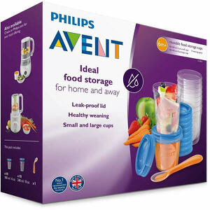 Avent - Set 10 vasetti conservalatte 180ml + 10 vasetti conservalatte 240ml + 20 coperchi + cucchiaino