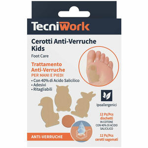 Tecniwork - Cerotto anti verruche bimbi 12 pezzi + 12 fixing animiali terra colore beige