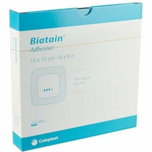 Biatain adhesive - Medicazione biatain in schiuma di poliuretano con idrocolloide e bordo adesivo 15x15 cm 5 pezzi