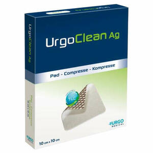 Urgo - Medicazione tnt assorbente gelificante clean ag/silver 10x10cm 10 pezzi