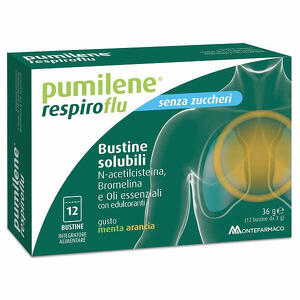 Pumilene - Respiroflu senza zucchero 12 bustine gusto menta arancia 36 g