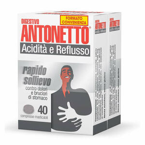 Digestivo antonetto - Digestivo antonetto acidita' e reflusso 80 compresse masticabili 2 astucci da 40 compresse