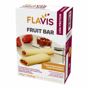 Flavis - Flavis fruit bar barretta aproteica con ripieno di fragola 5 pezzi da 25 g