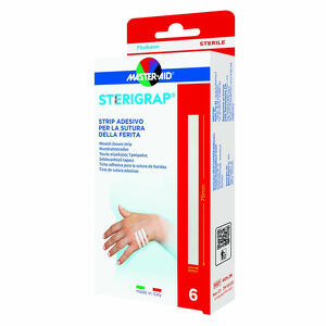 Strip adesivo sutura ferite 75x6 mm confezione  da 6 pezzi - Master-aid sterigrap strip adesivo sutura ferite 75x6 mm 6 pezzi