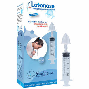 Lavonase - Lavonase irrigazione nasale non sterile siringa 20ml + luer-lock con cappuccio + ugello nasale con raccordo luer-lock + perforatore con valvola non ritorno con tappo