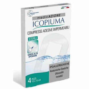 Icopiuma - Garza compressa icopiuma medicata postoperatoria 10x15 cm 4 pezzi