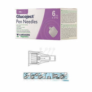 Glucoject - Ago per penna da insulina glucoject lunghezza 6 mm gauge 31 100 pezzi