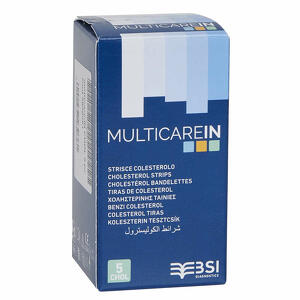 Multicare - Test colesterolemia multicare in colesterolo in strisce con aspirazione capillare 5 pezzi