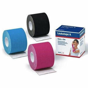 Leukotape - Benda adesiva leukotape k per taping fisioterapico larghezza 5 cm lunghezza 5 m colore nero in rotolo